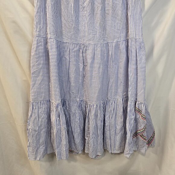 Tintoretto Skirt Blue & White Strips Colorful Embroidered Size 42/10 US - Picture 7 of 8